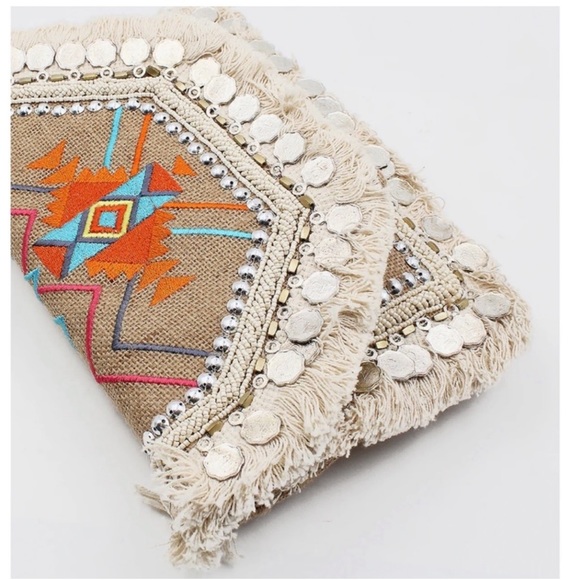 NWT Antik Kraft Bohemian Beaded Fringe
Clutch w removable strap - Picture 3 of 15